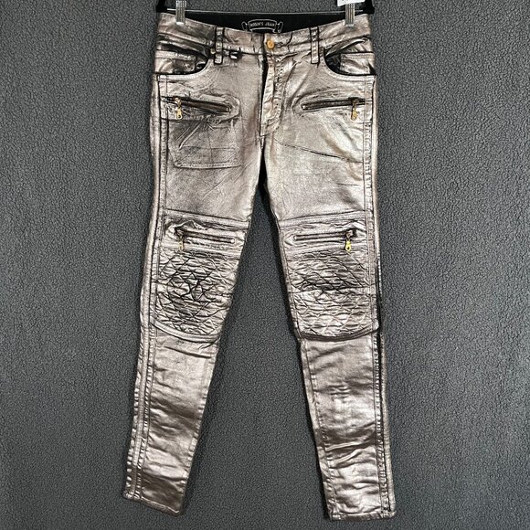 Robin's Jeans Motard Racer Metallic Zipper Moto Jeans - Men's Size 29*31 - Gold - Picture 1 of 12
